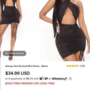 Fashion nova medium sexy black Always out Rushed dress.